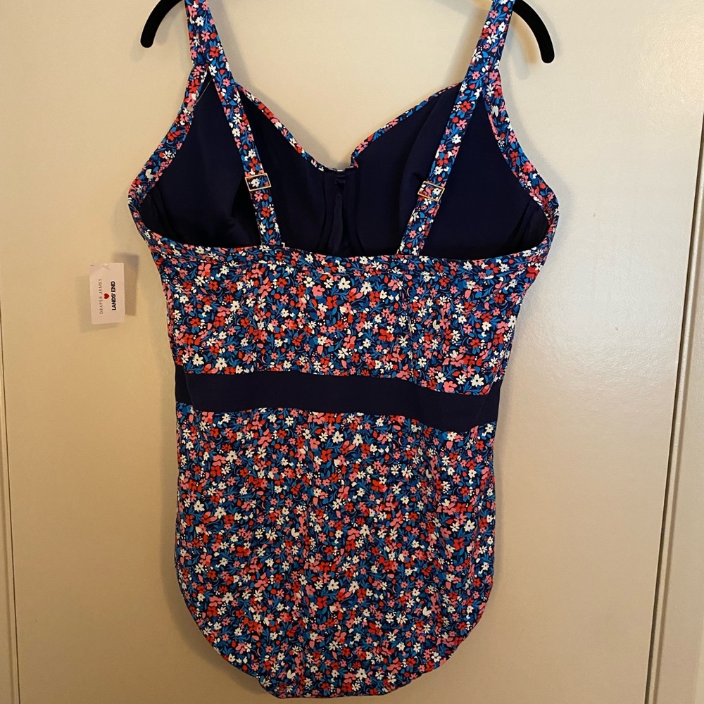 Draper James x Lands' End Chlorine Resistant Wrap One Piece Swimsuit